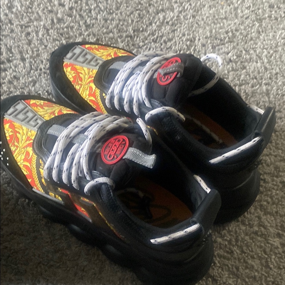 Versace Kids Black and Yellow Sneakers